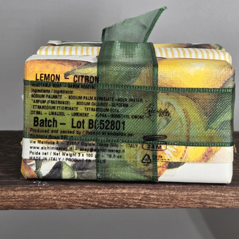 Alchimia Soap Milano Lemon Vegetable Soap Set 3x100g Italy Citrus‎ Luxury Gift